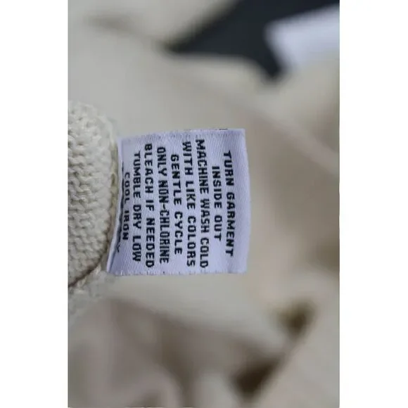 525 Unisex Cardigan V-Neck Button 100% Cotton Beige Long Sleeve Size M - Picture 5 of 6